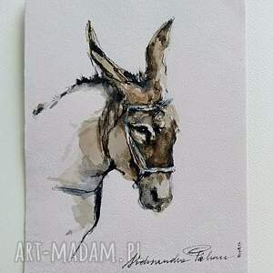 Osiołek. Akwarela - zwierzęta, ozdoba salonu