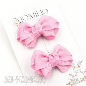 różowe kokardki do włosów pierwsza spineczka, spinki dla dziewczynki, pierwsze