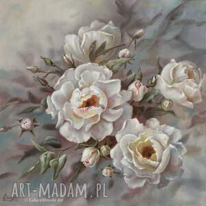 Róże - ręcznie malowany obraz olejny 60x60 cm Lidia Olbrycht