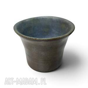 Ceramiczna czarka handmade 300 ml - turkus i brąz