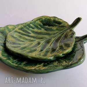 ręcznie zrobione ceramika liściaste miseczki "zielono mi" 1
