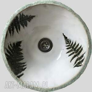 handmade ceramika umywalka ręcznie robiona paprocie II