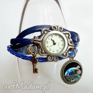 handmade planeta: piękny zegarek na bransolecie skórzanej