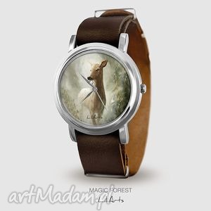 handmade zegarki zegarek - sarna - magic forest - brązowy