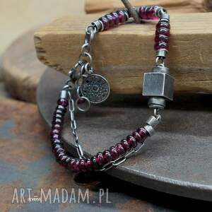 granat - bransoletka 023, granaty, bransoletka z granatami, biżuteria autorska