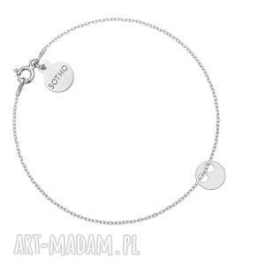 srebrna bransoletka z karmą minimalistyczna, zawieszka łańcuszkowa