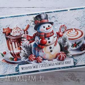 kartka świąteczna z bałwankiem 3, kartka z bałwankiem