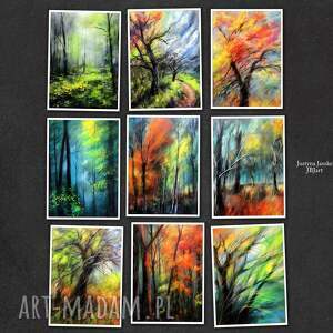 Prezent Pastelowy Las - zestaw 9 grafik 13x18 cm