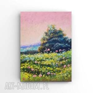 pejzaż - praca formatu 24/18 cm papier, pastele suche, kredki