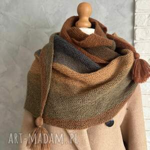 chustki i apaszki chusta strzałka ręcznie robiona na drutach szalik kolorowy