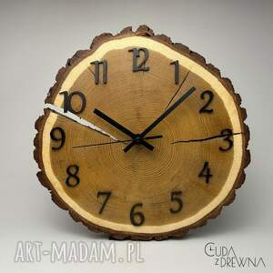 ręczne wykonanie zegary drewniany zegar z plastra drewna - 30 cm