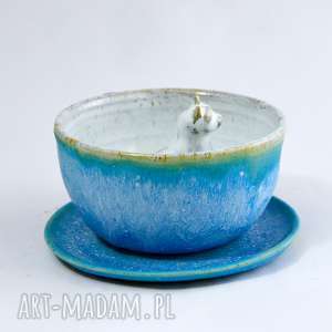 ceramiczna filiżanka kubek z figurką kota - turkus 250ml 04 prezent