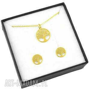 pozłacany komplet ażurowe drzewo życia 2, gałązie kolczyki