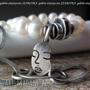 handmade ona bransoletka z naturalnych pereł i srebra