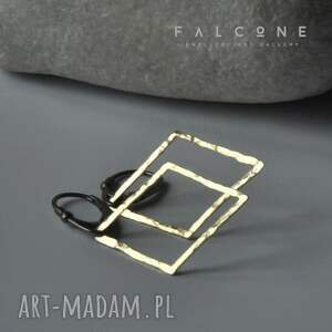 złote romby, kolczyki geometryczne, srebro nowoczesne, minimalistyczne