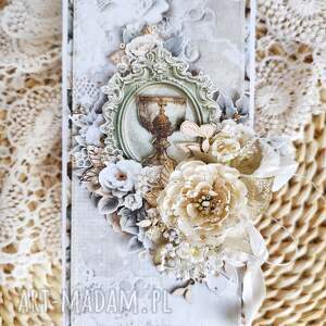 Prezent komunijna, ręcznie robiona, elegancka kartka