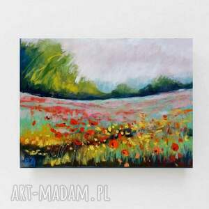 praca formatu 18/24 cm, łąka, pastele
