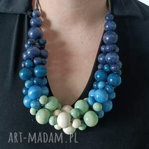 oceaniczna tęcza naszyjnik z drewnianych koralików, niebieskie korale, korale