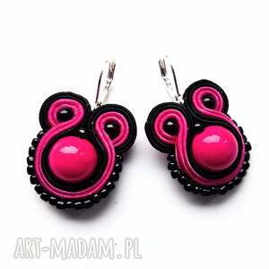 black fuchsia kolczyki sutaszowe