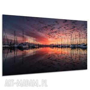 Obraz na płótnie Jachty 2 - port o zachodzie słońca 120x80 cm