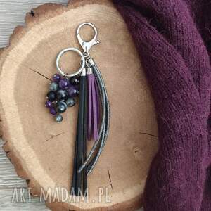 brelok z kamieniami naturalnymi - lavender iv, zawieszka do torebki