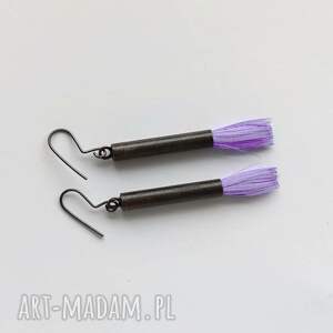 piórko kolczyki mosiądz, oksydowane