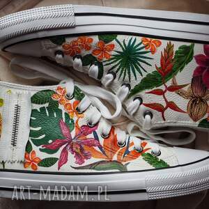 ręcznie malowane ocieplane trampki ekoskóra orchidea buty z ekoskóry