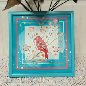 Jesienny obrazek Ptaszek na gałęzi V, grafika