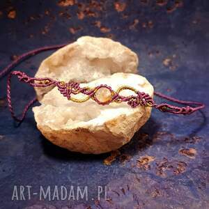 mroczny ogród cytryn w makramie naszyjnik - choker pleciony różowo złoty