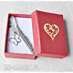 handmade zakładki prezent od serca - zakładka z kryształem