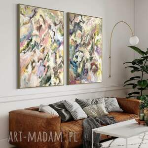 obrazy 100x70 cm, abstrakcja na płótnie, zestaw obraz
