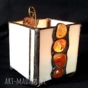 karneol podświetlony lampion - świecznik unikatowy prezent handmade, rękodzieło
