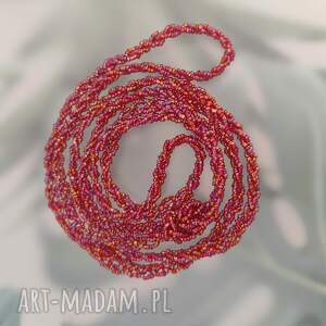 naszyjnik warkocz z koralików długie korale kolorowa bizuteria unikat
