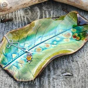 handmade pomysł na upominek ceramiczna podstawka liść (c704)