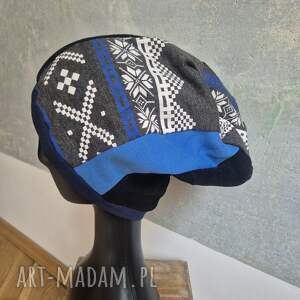 czapka norweski wzorek smerfetka na podszewce,dobra na codzienne noszenie,uniwersalna