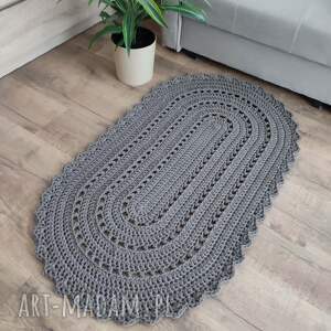 dywan owalny ze sznurka szydełkowy 70cmx120cm do salonu, łazienki