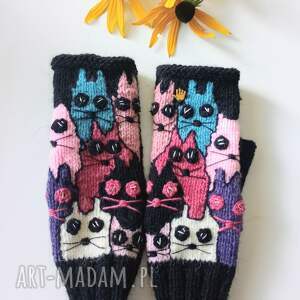 Mitenki z serii Szalone koty/ Rękawiczki damskie/ jesienne
