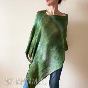 Prezent bawełniana w odcieniach zieleni, ponczo, narzutka