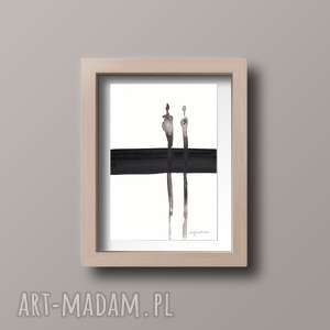 obrazek A4 malowany ręcznie, minimalizm, abstrakcja czarno-biała