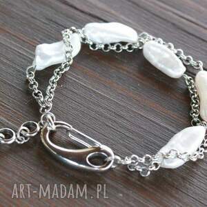 ręcznie wykonane bransoletka perły naturalne w stali szlachetnej