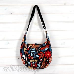 handmade na ramię torba hobo kwiatki