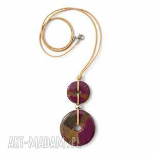 wisior ronee z ceramiką (fioletowo Biżuteria naszyjniki