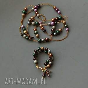 handmade naszyjniki naszyjnik w cudnych kolorach jesieni ze szklanych pereł handmade