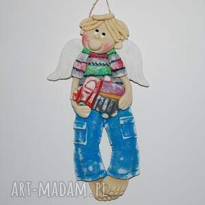 Prezent Mały kierowca - aniołek z masy solnej, dekoracja