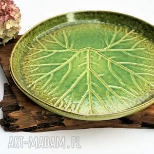 ręcznie robione ceramika patera ceramiczna - talerz dekoracyjny - liść
