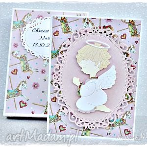 ręcznie wykonane scrapbooking kartki cudna kartka na chrzest z konikami