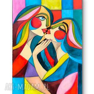 pierwszy dotyk obraz ręcznie malowany akryl 100x150, prezent, nowoczesny, salon