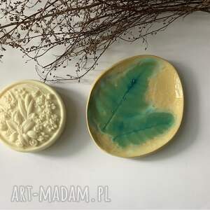 handmade ceramika mydelniczka ręcznie robiona "paprotki"