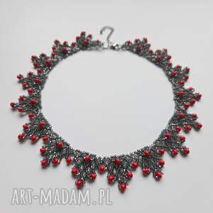 KORALKA: naszyjnik czerwone jagody z koralików szklanych (naszynik koralikowy, koraliki)