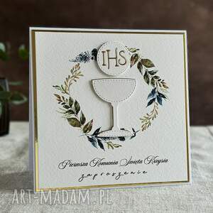 ręcznie robione zaproszenia komunijne, wzór 33a, pierwsza komunia